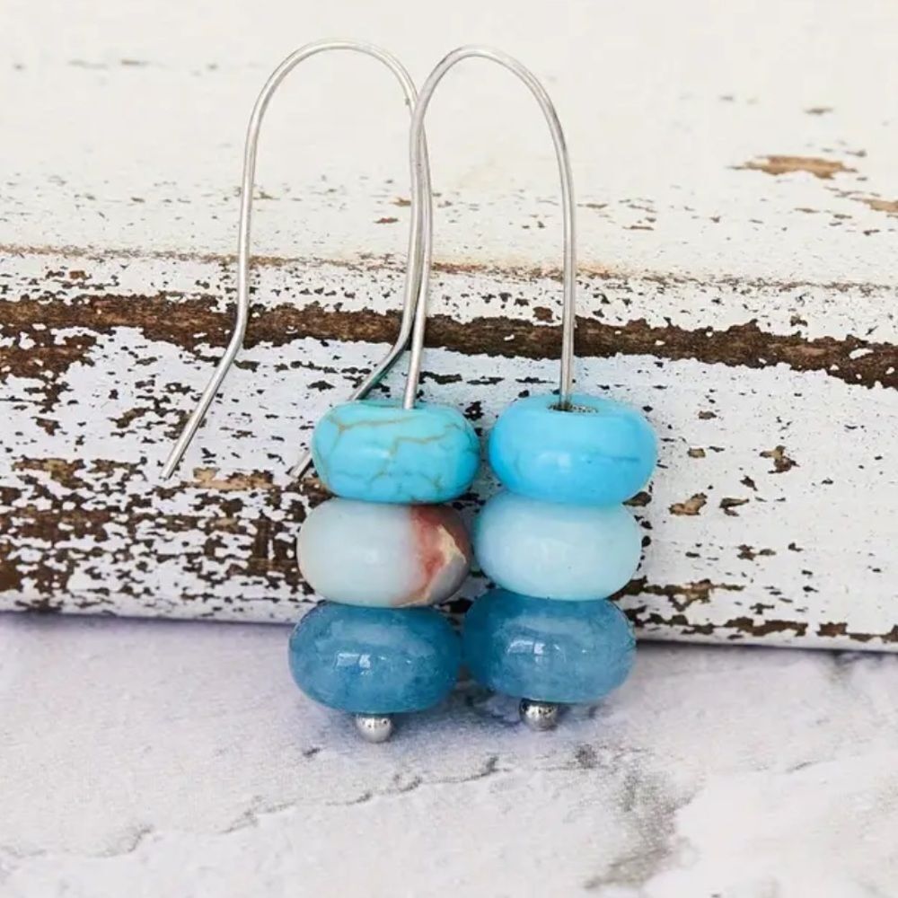 Boho Blue Beaded Earrings A1296